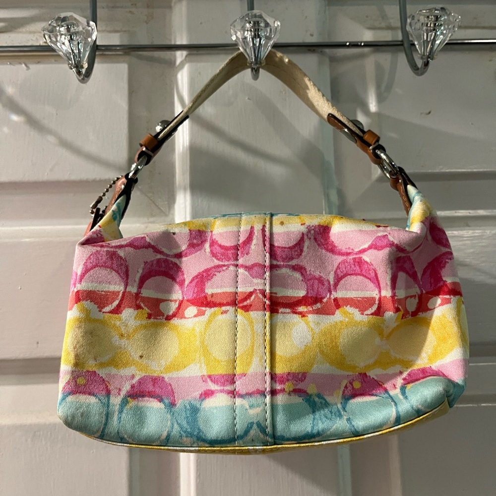 Coach Pink and Yellow Clutch Vibrant Design - Picture 6 of 9